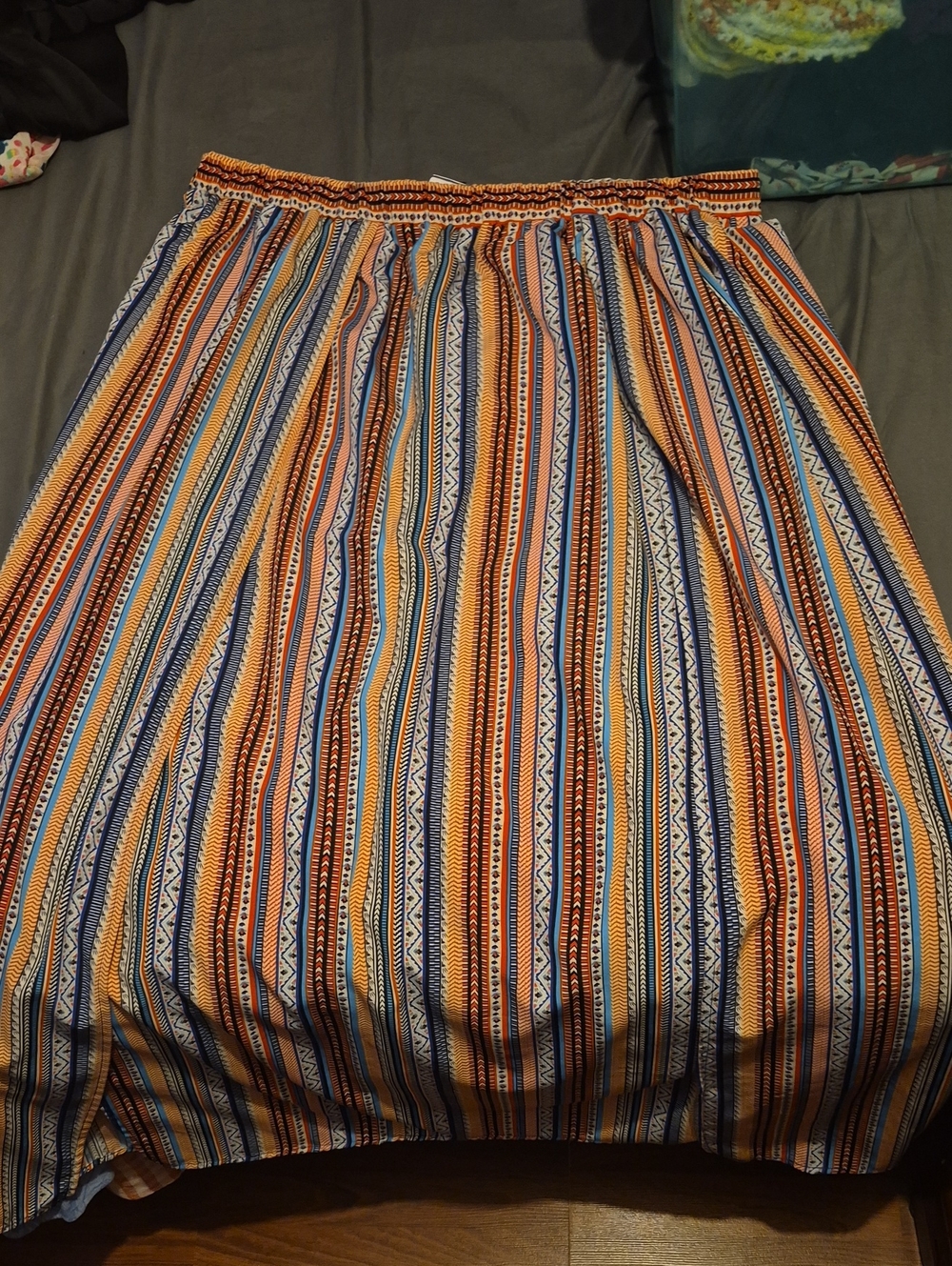 SHEIN Multicolor Striped Maxi Skirt in Orange, Blue and Cream